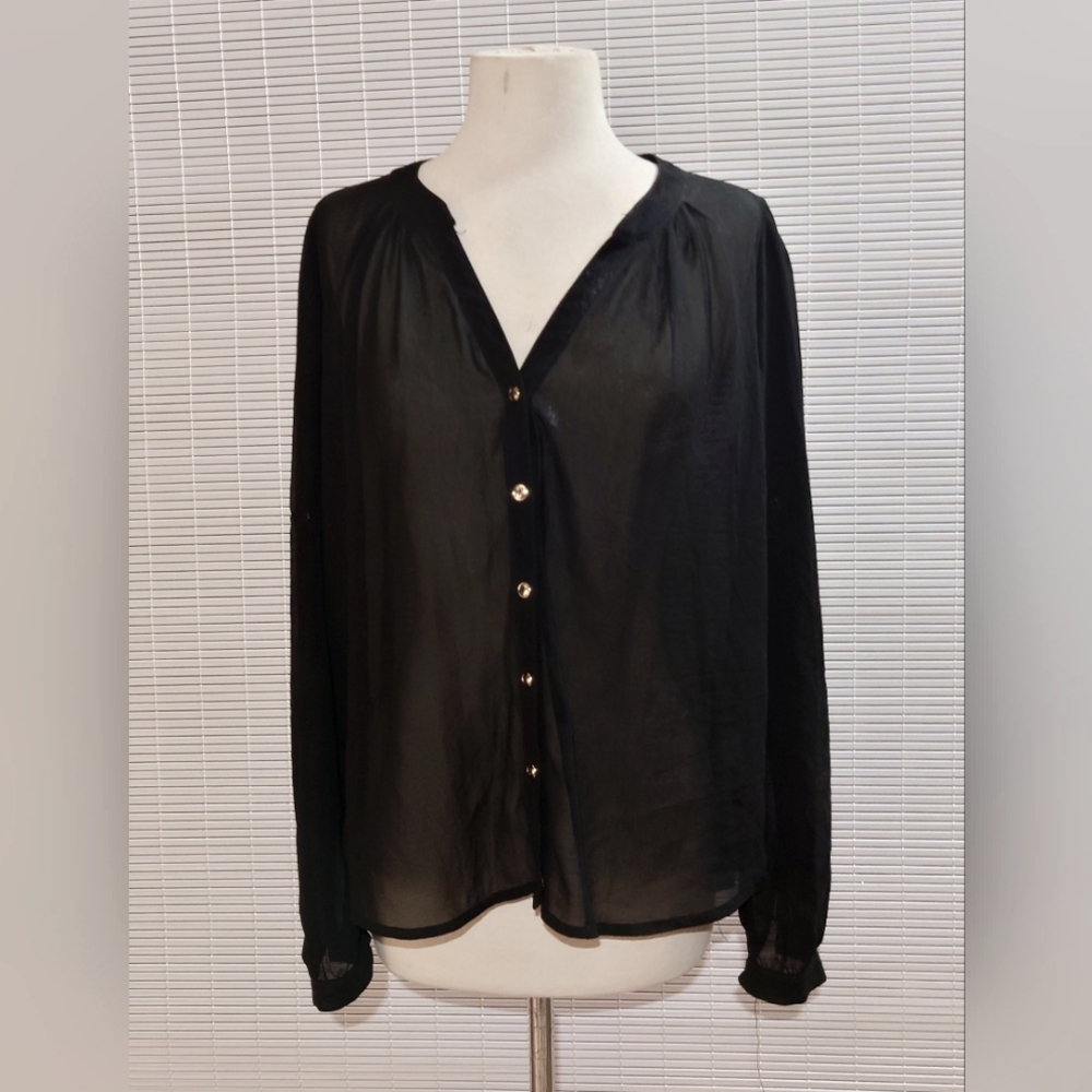 Papermoon sheer black blouse